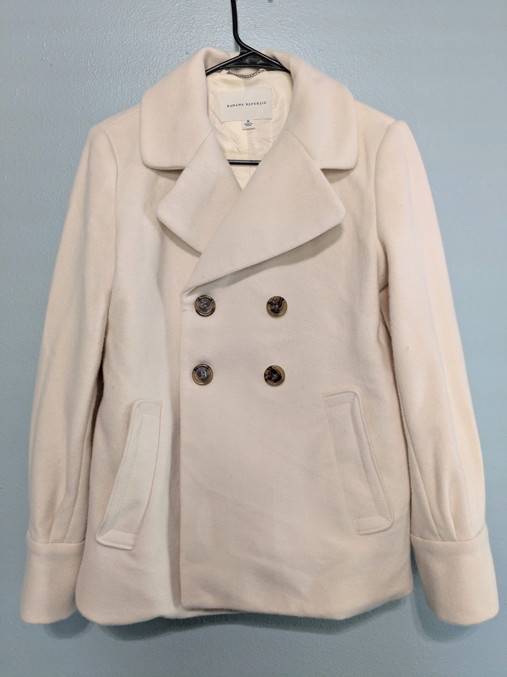 Banana Republic Double-Breasted Cream Peacoat
